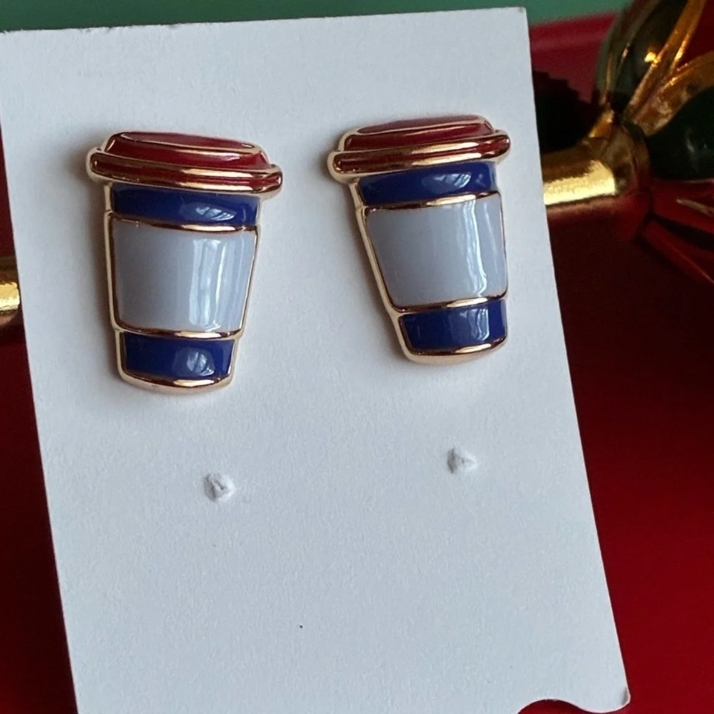 KATE SPADE Earrings,kate spade Red and Blue Coffee Cup Earrings
